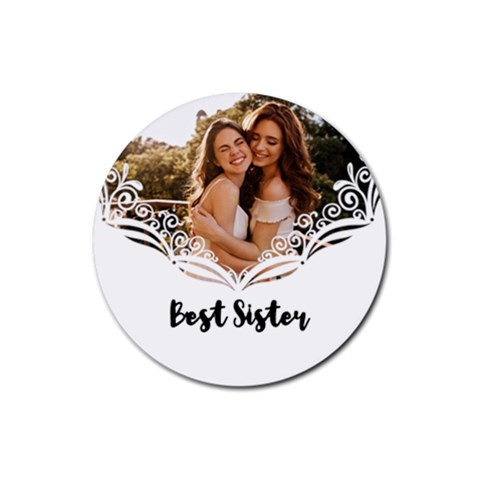 Personalized White Frame Photo Rubber Coaster (round) By Katy Front