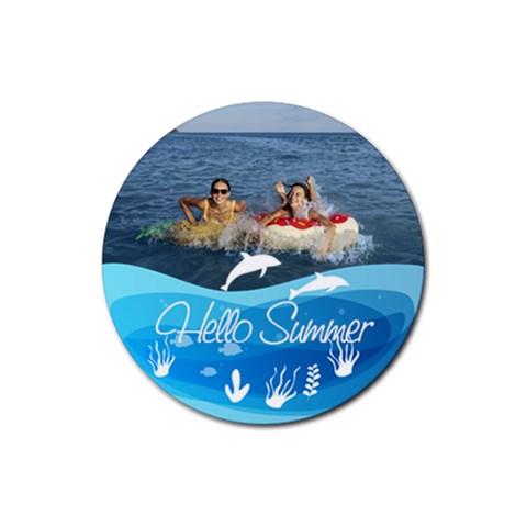 Personalized Summer Sea Frame Photo Rubber Coaster (round) By Katy Front