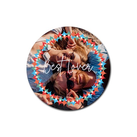 Personalized Colorful Frame Photo Rubber Coaster (round) By Katy Front