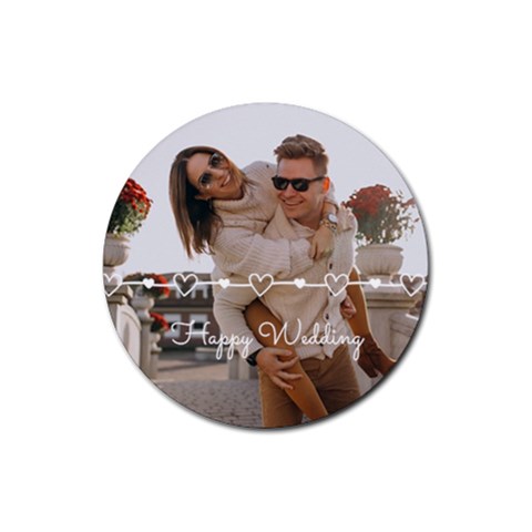 Personalized Heart Line Photo Rubber Coaster (round) By Katy Front