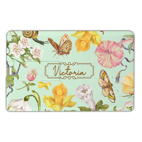 Personalized Floral Name Card Style Usb Flash Drive By Joe Front