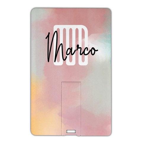 Personalized Watercolor Initial Name Card Style Usb Flash Drive By Joe Front