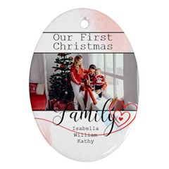 Personalized Family Photo Any Text Oval Ornament (Two Sides)