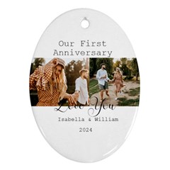 Personalized Love Photo Any Text Oval Ornament (Two Sides)