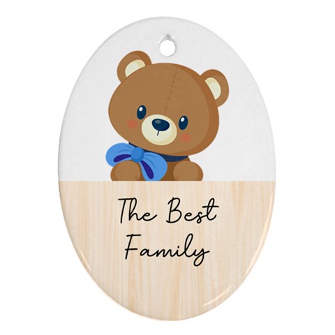 Personalized Bear Wood Photo Any Text Oval Ornament (two Sides) By Katy Front