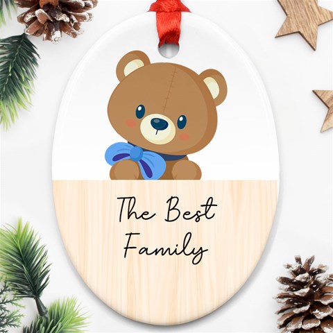 Personalized Bear Wood Photo Any Text Oval Ornament (two Sides) By Katy Back