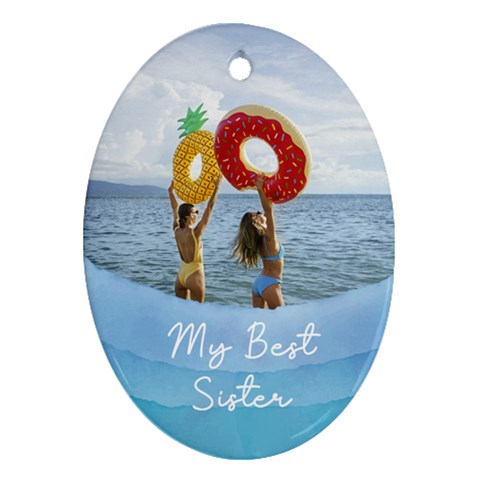 Personalized Sea Mood Photo Any Text Oval Ornament (two Sides) By Katy Front