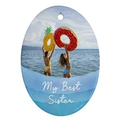 Personalized Sea Mood Photo Any Text Oval Ornament (Two Sides)