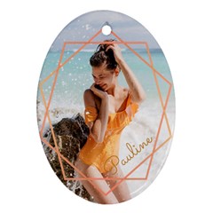 Personalized Gold Frame  Photo Oval Ornament (Two Sides)