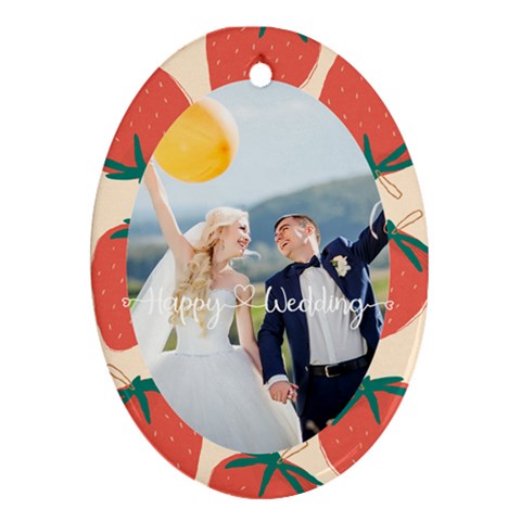 Personalized Fruits Photo Any Text Oval Ornament (two Sides) By Katy Front