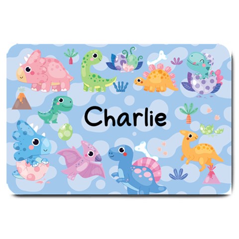 Personalized Dinosaur Ilustration Color Name Any Text Large Doormat By Joe 30 x20  Door Mat