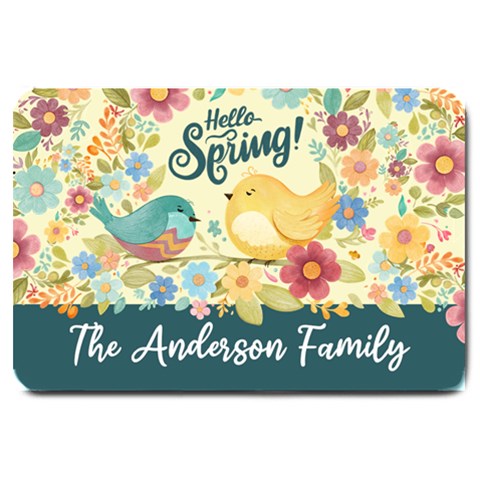 Personalized Hello Spring Color Name Any Text Large Doormat By Joe 30 x20  Door Mat