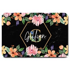 Personalized Flower Marble Initial Name Doormat