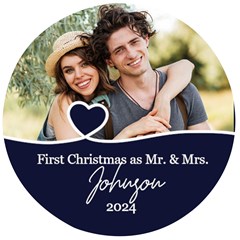 Personalized Christmas Anniversary Photo Name Any Text Wooden Bottle Opener - Wooden Bottle Opener (Round)