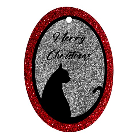 Personalized Black Cat Name Any Text Oval Ornament (two Sides) By Katy Front