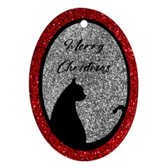 Personalized Black Cat Name Any Text Oval Ornament (Two Sides)