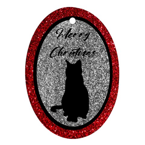 Personalized Black Cat Name Any Text Oval Ornament (two Sides) By Katy Back