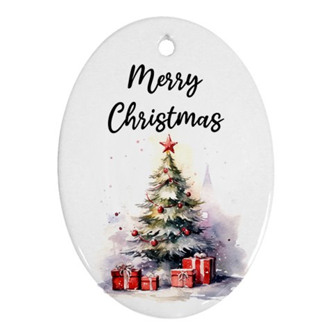 Personalized Xmas Tree Name Any Text Oval Ornament (two Sides) By Katy Front