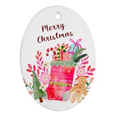 Personalized Xmas Gift Name Any Text Oval Ornament (Two Sides)