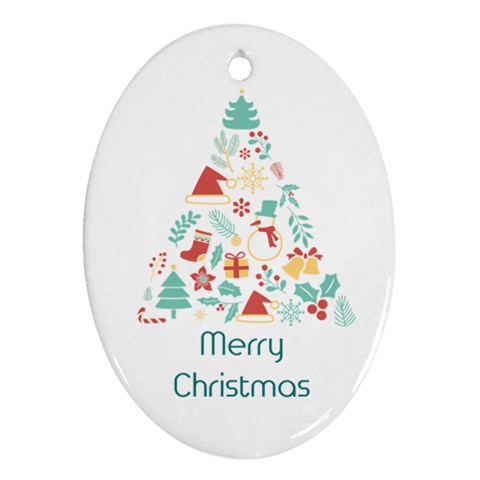 Personalized Xmas Item Tree Name Any Text Oval Ornament (two Sides) By Katy Front