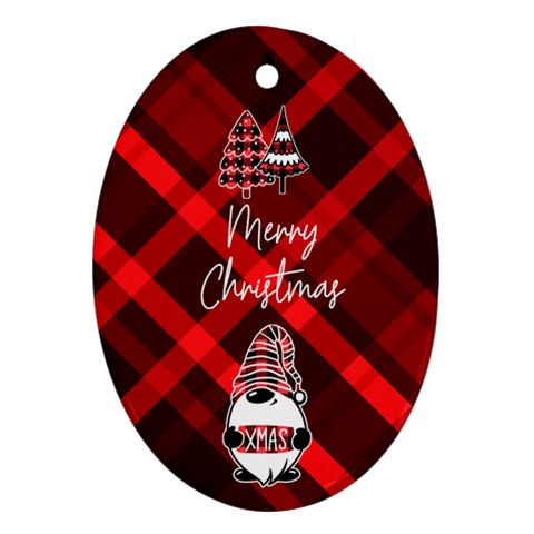 Personalized Checked Pattern Name Any Text Oval Ornament (two Sides) By Katy Front