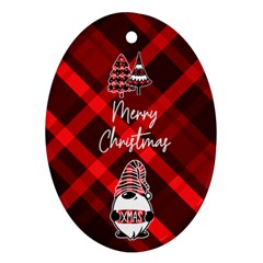 Personalized Checked Pattern Name Any Text Oval Ornament (Two Sides)