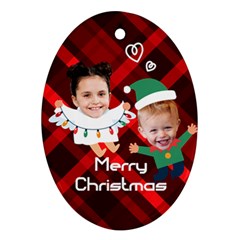 Personalized Face Cut Photo Any Text Oval Ornament (Two Sides)