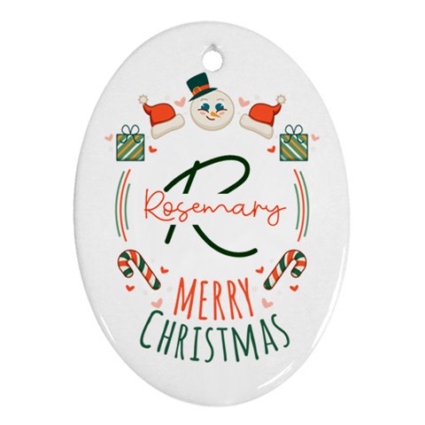 Personalized Snowman Frame Name Any Text Oval Ornament (two Sides) By Katy Front