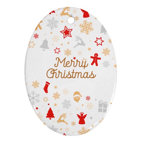 Personalized Xmas Pattern Name Any Text Oval Ornament (two Sides) By Katy Front