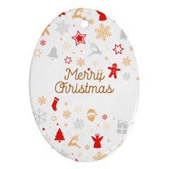 Personalized Xmas Pattern Name Any Text Oval Ornament (Two Sides)