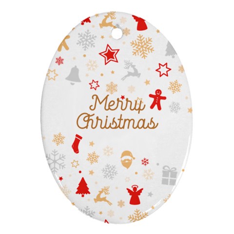 Personalized Xmas Pattern Name Any Text Oval Ornament (two Sides) By Katy Back