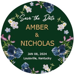 Personalized Married Save th Date Floral Name Any Text Wooden Bottle Opener - Wooden Bottle Opener (Round)
