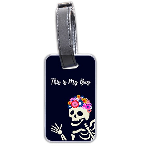 Personalized Name Flowers Skull Bones  Luggage Tag (two Sides) By Katy Front