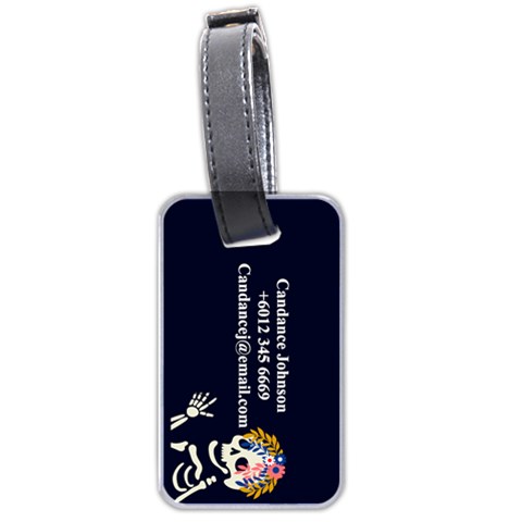 Personalized Name Flowers Skull Bones  Luggage Tag (two Sides) By Katy Back