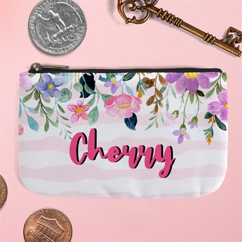 Personalized Floral Name Any Text Large Coin Purse By Joe Front