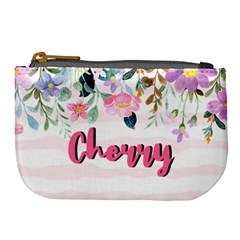 Personalized Floral Name Any Text Large Coin Purse