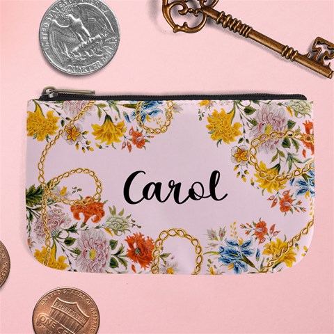 Personalized Floral Name Any Text Large Coin Purse By Joe Front