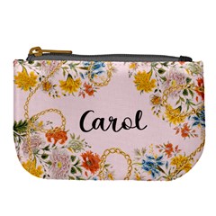 Personalized Floral Name Any Text Large Coin Purse