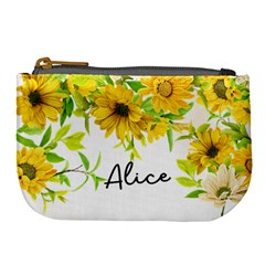 Personalized Sunflower Name Any Text Large Coin Purse