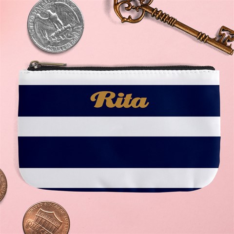 Personalized Marine Stripe Color Name Any Text Large Coin Purse By Joe Front