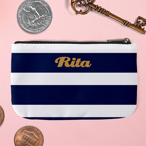 Personalized Marine Stripe Color Name Any Text Large Coin Purse By Joe Back