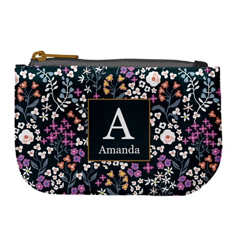 Personalized Floral Pattern Initial Large Coin Purse By Joe Front