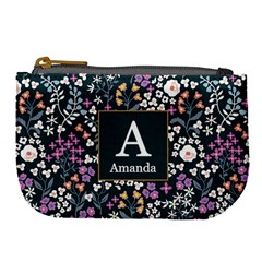 Personalized Floral Pattern Initial Large Coin Purse