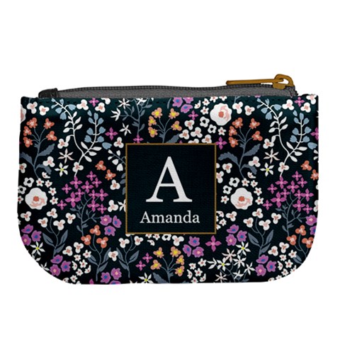 Personalized Floral Pattern Initial Large Coin Purse By Joe Back