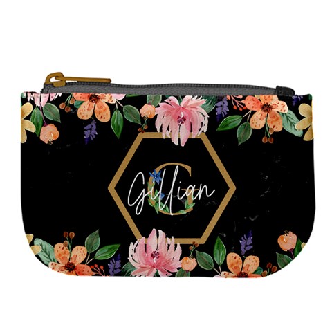 Personalized Flower Marble Initial Name Large Coin Purse By Joe Front