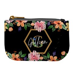 Personalized Flower Marble Initial Name Large Coin Purse
