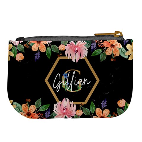 Personalized Flower Marble Initial Name Large Coin Purse By Joe Back