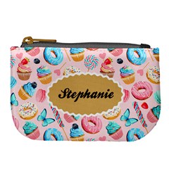 Personalized Icecream Dessert Initial Any Text Name Large Coin Purse