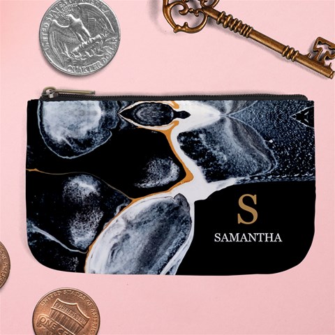 Personalized Initial Name Marble Large Coin Purse By Joe Front