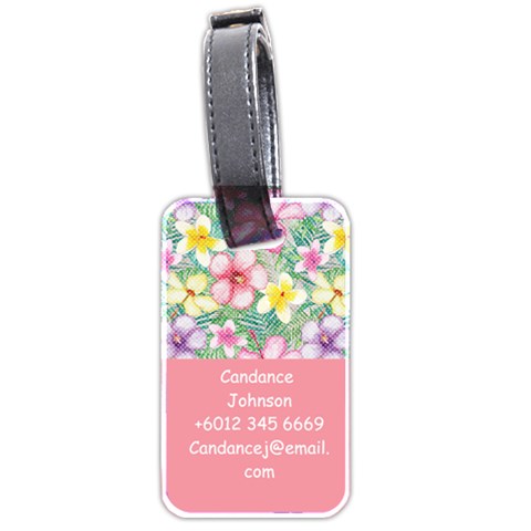 Personalized Name Dot Flower Luggage Tag (two Sides) By Katy Back